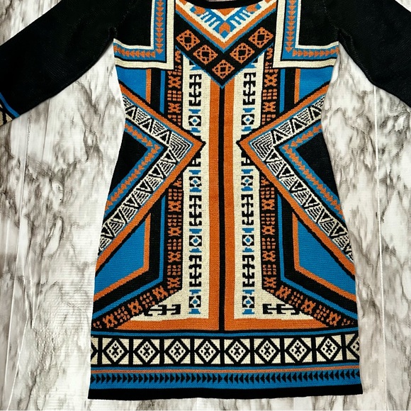 Flying Tomato Women’s Sz M Southwestern Cowgirl Sweater Dress Art To Wear Aztec - Picture 6 of 12